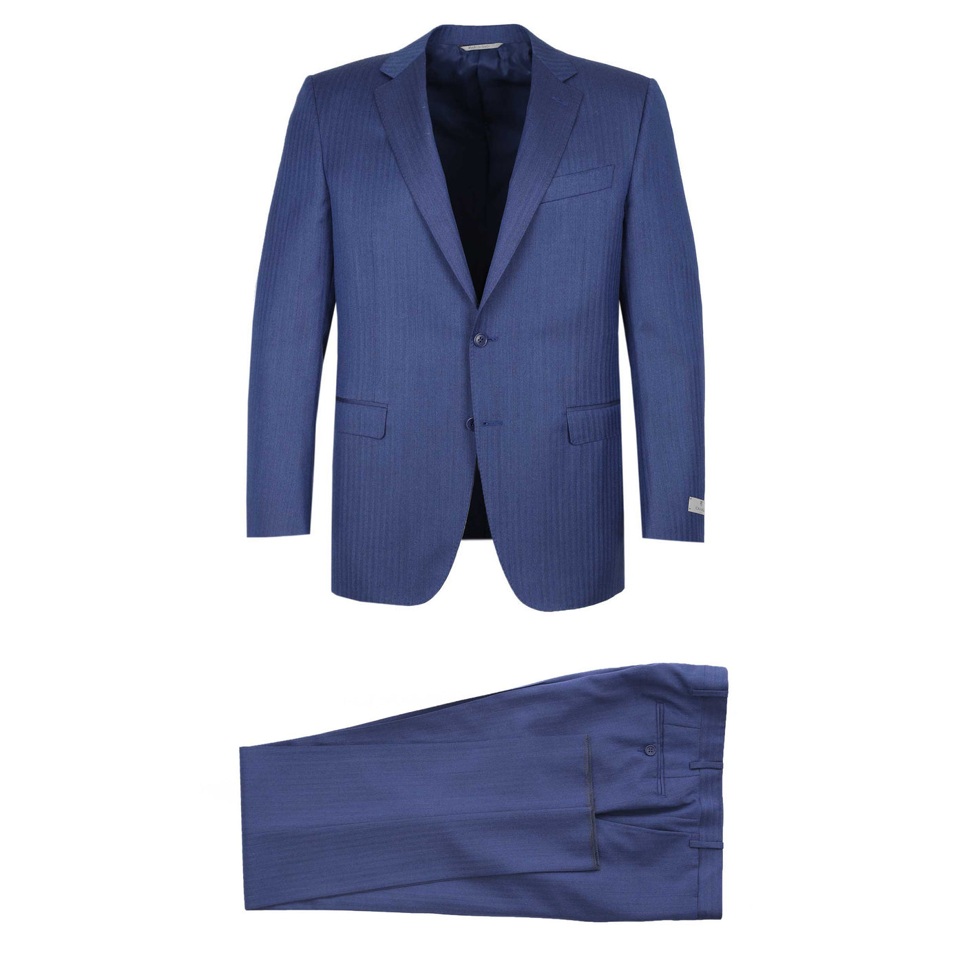 Canali Herringbone Notch Lapel Suit in Mid Blue