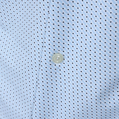 Eton 4 Way Stretch Pin Dot Shirt in Sky Blue Detail