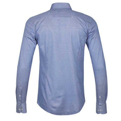 Eton Filo Di Scozia Oxford Pique Shirt in Mid Blue Back