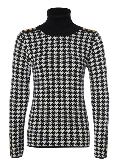 Holland Cooper Classic Roll Neck Ladies Knitwear in Houndstooth