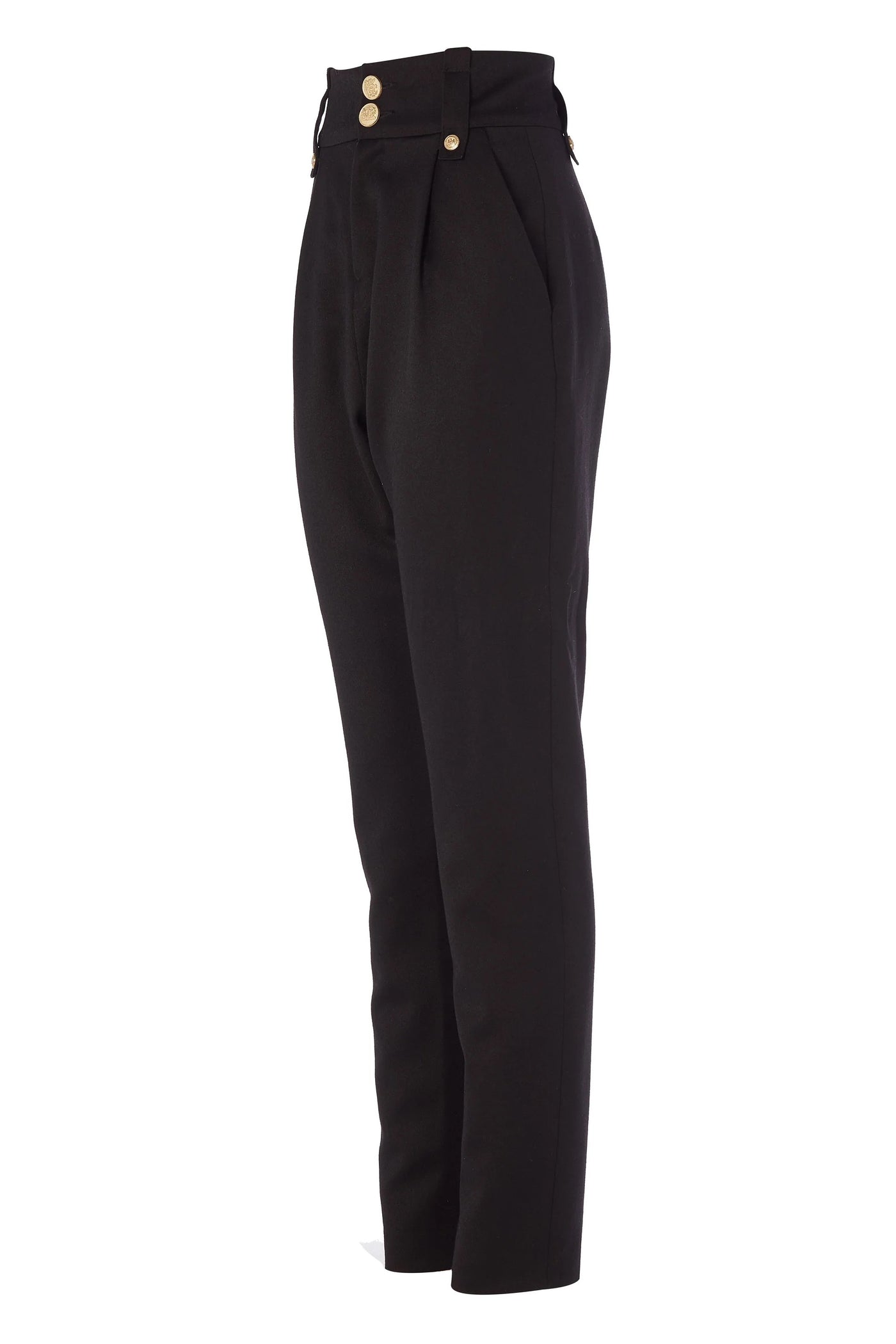 Holland Cooper High Waisted Peg Trouser in Black Barathea Angle