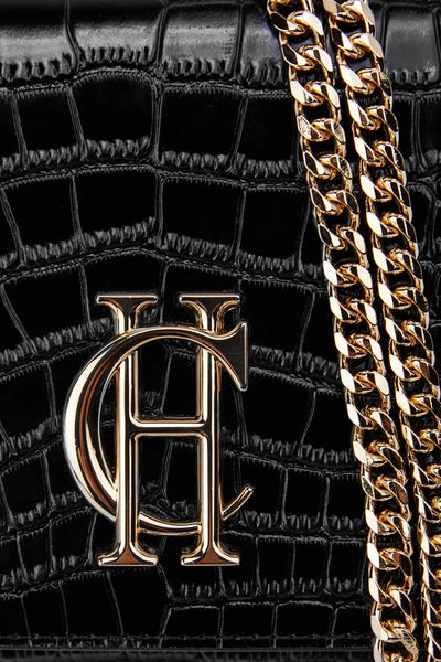 Holland Cooper Highbury Clutch Bag in Black Gold Detail