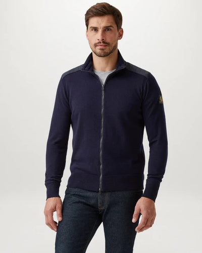 Belstaff Kelby Zip Cardigan in Washed Navy Model