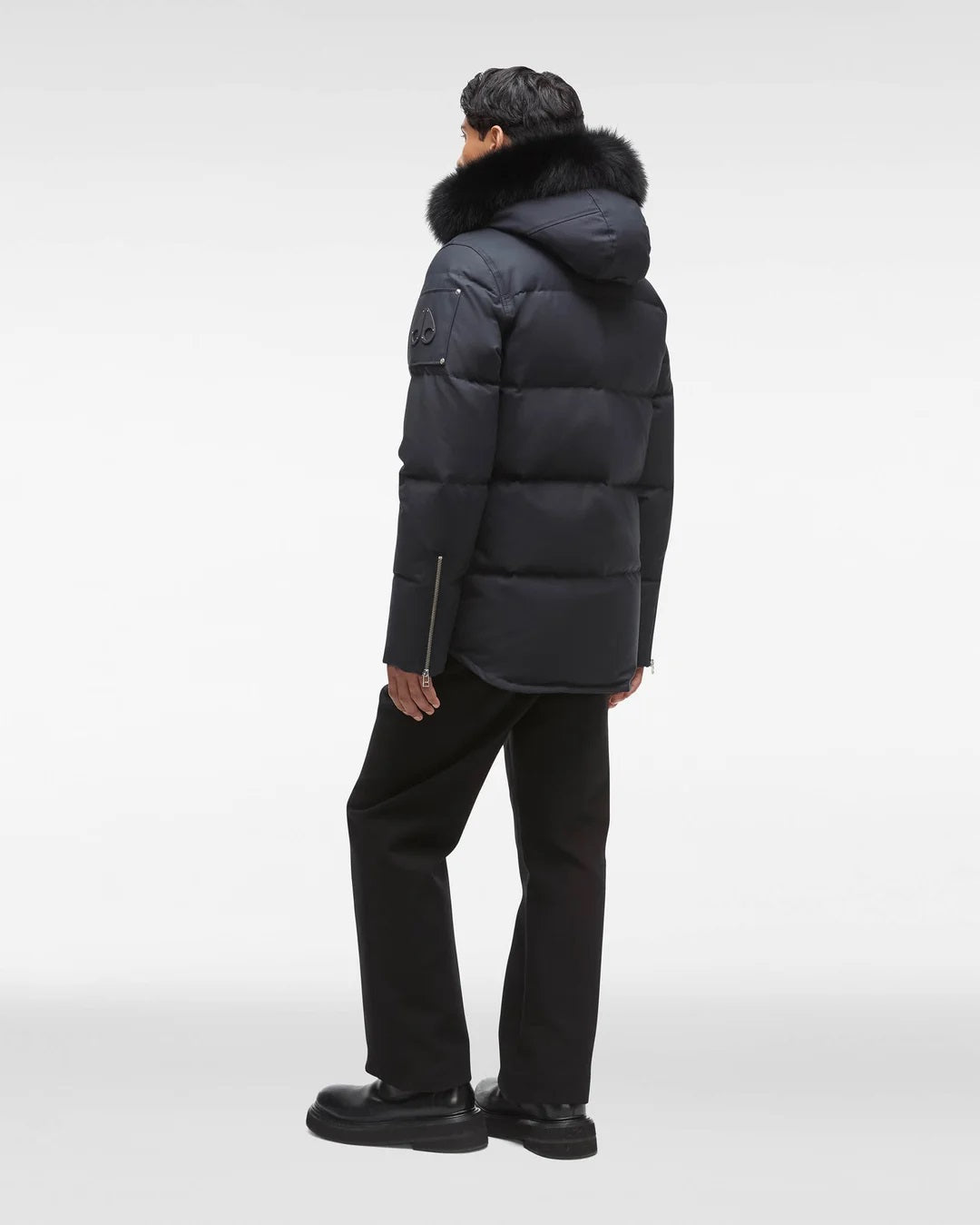 Moose Knuckles 3Q Jacket in Navy & Black Fur Model Back