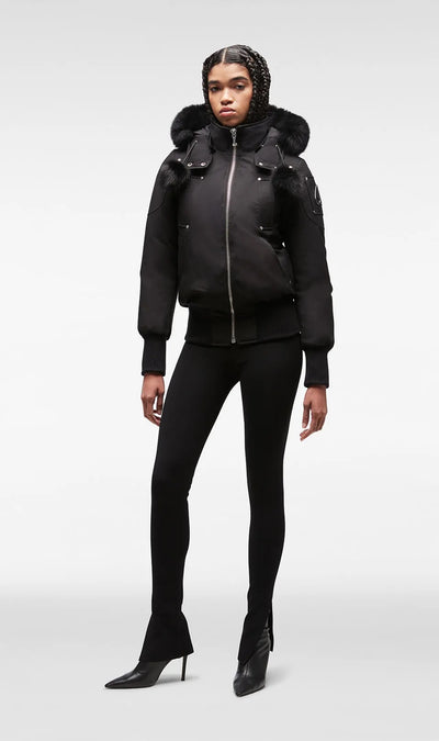 Moose Knuckles Debbie Ladies Bomber Jacket in Black Model