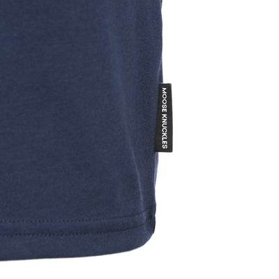 Moose Knuckles Satellite T Shirt in Navy Logo Tab