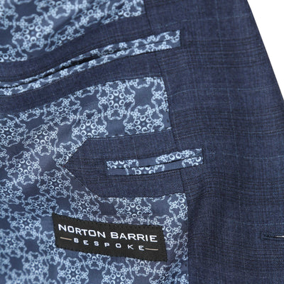 Norton Barrie Bespoke Suit in Navy Windowpane Check Inside Pocket
