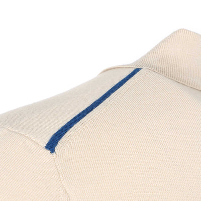 Paul Smith 4 Button LS Polo Knitwear in Beige Shoulder Detail
