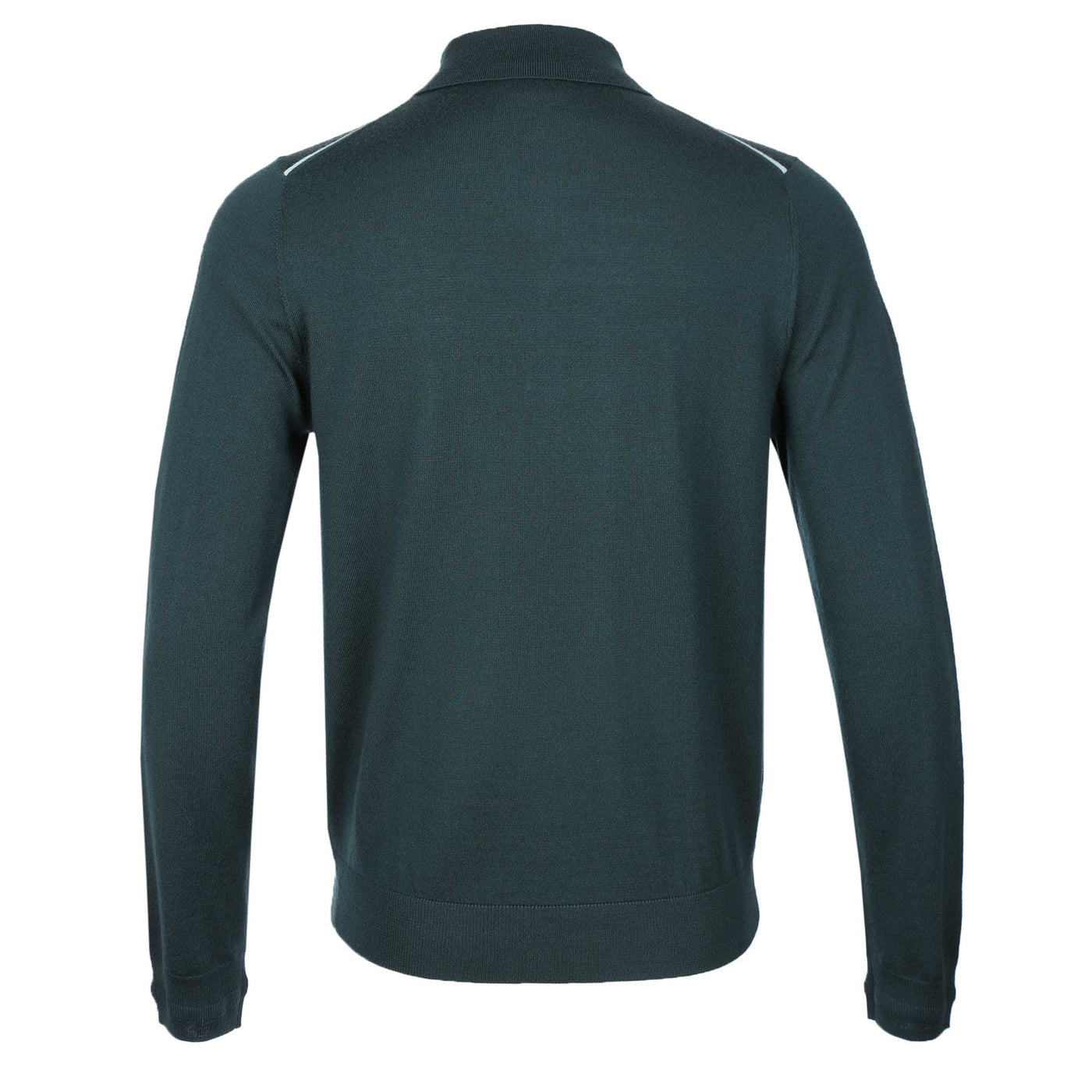 Paul Smith 4 Button LS Polo Knitwear in Dark Green Back
