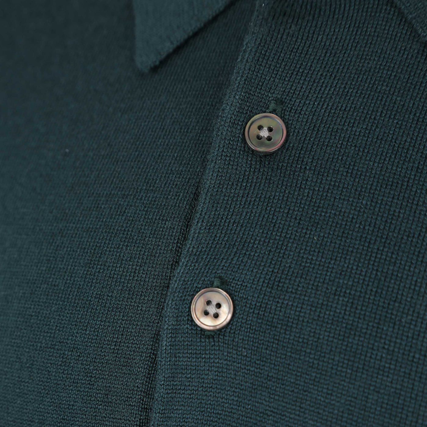 Paul Smith 4 Button LS Polo Knitwear in Dark Green Placket