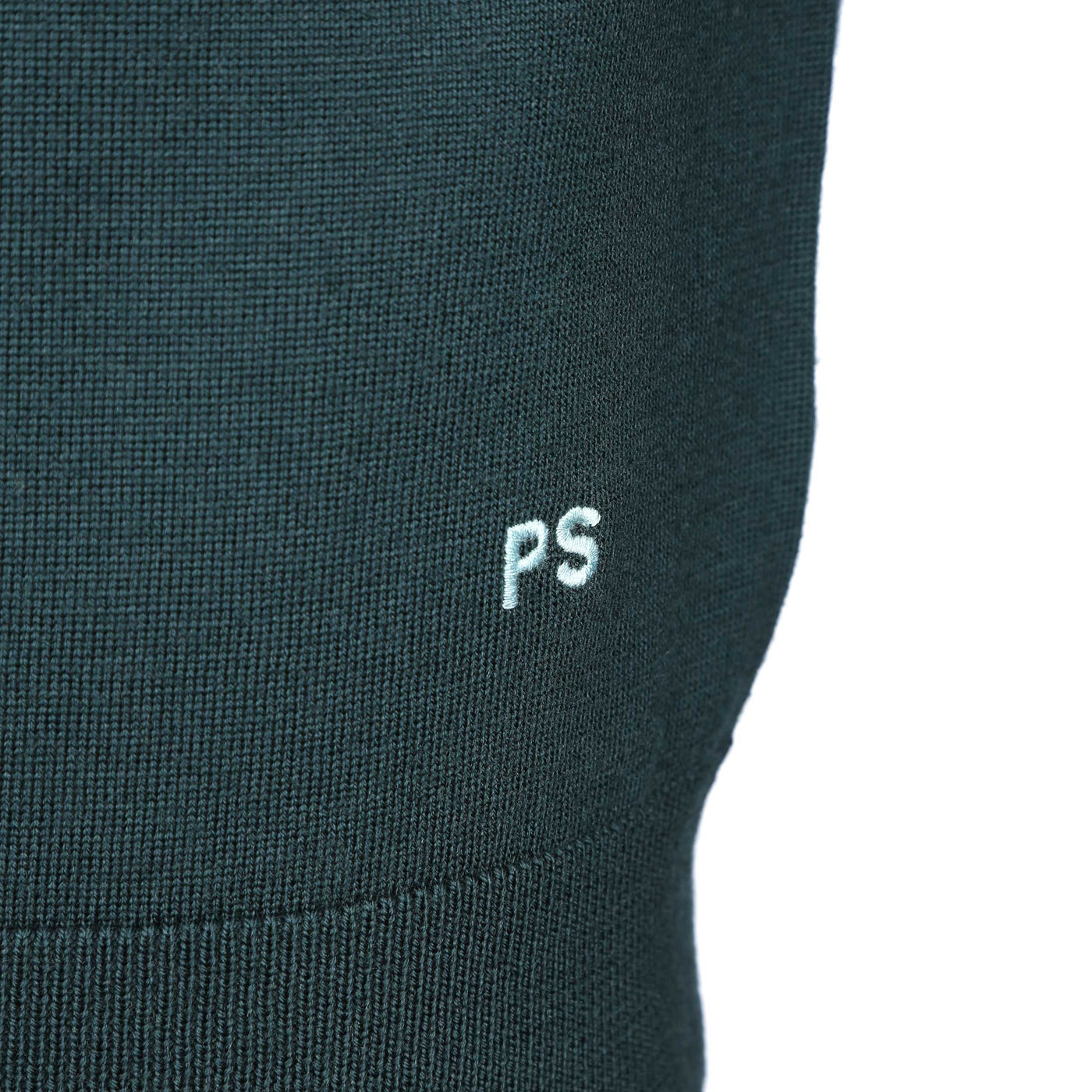 Paul Smith 4 Button LS Polo Knitwear in Dark Green Logo