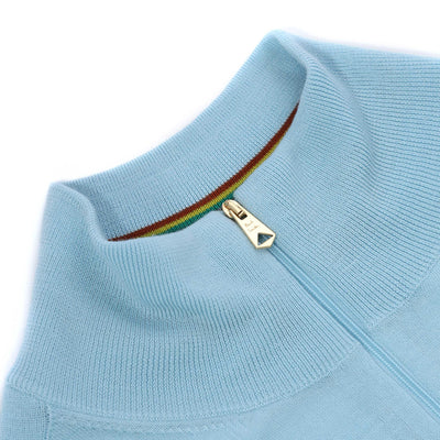 Paul Smith Half Zip Knitwear in Sky Blue Zip