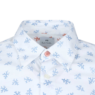 Paul Smith Tailored Fit Coral SS Shirt in White Collar