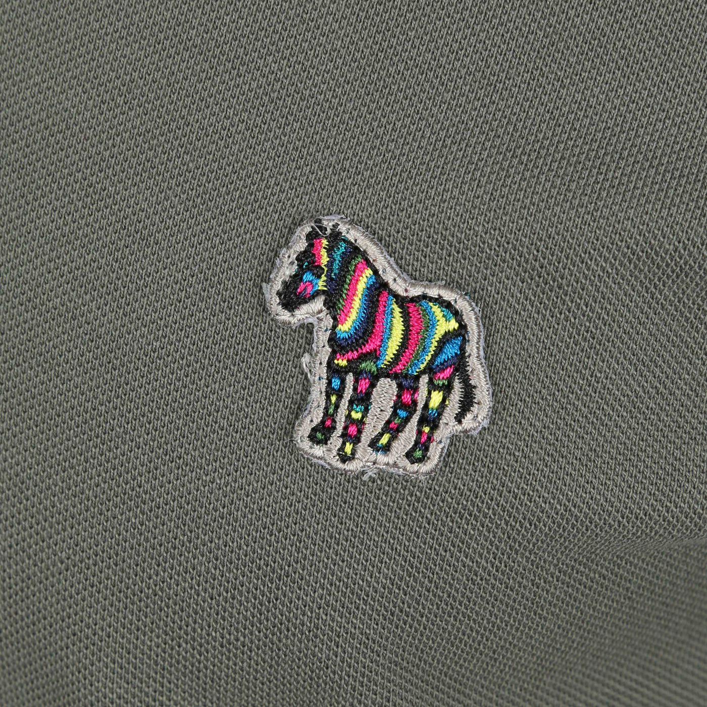 Paul Smith Zebra Badge Collar Trim Polo Shirt in Khaki