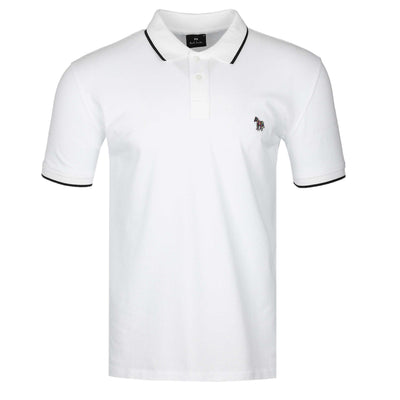 Paul Smith Zebra Badge Collar Trim Polo Shirt in White