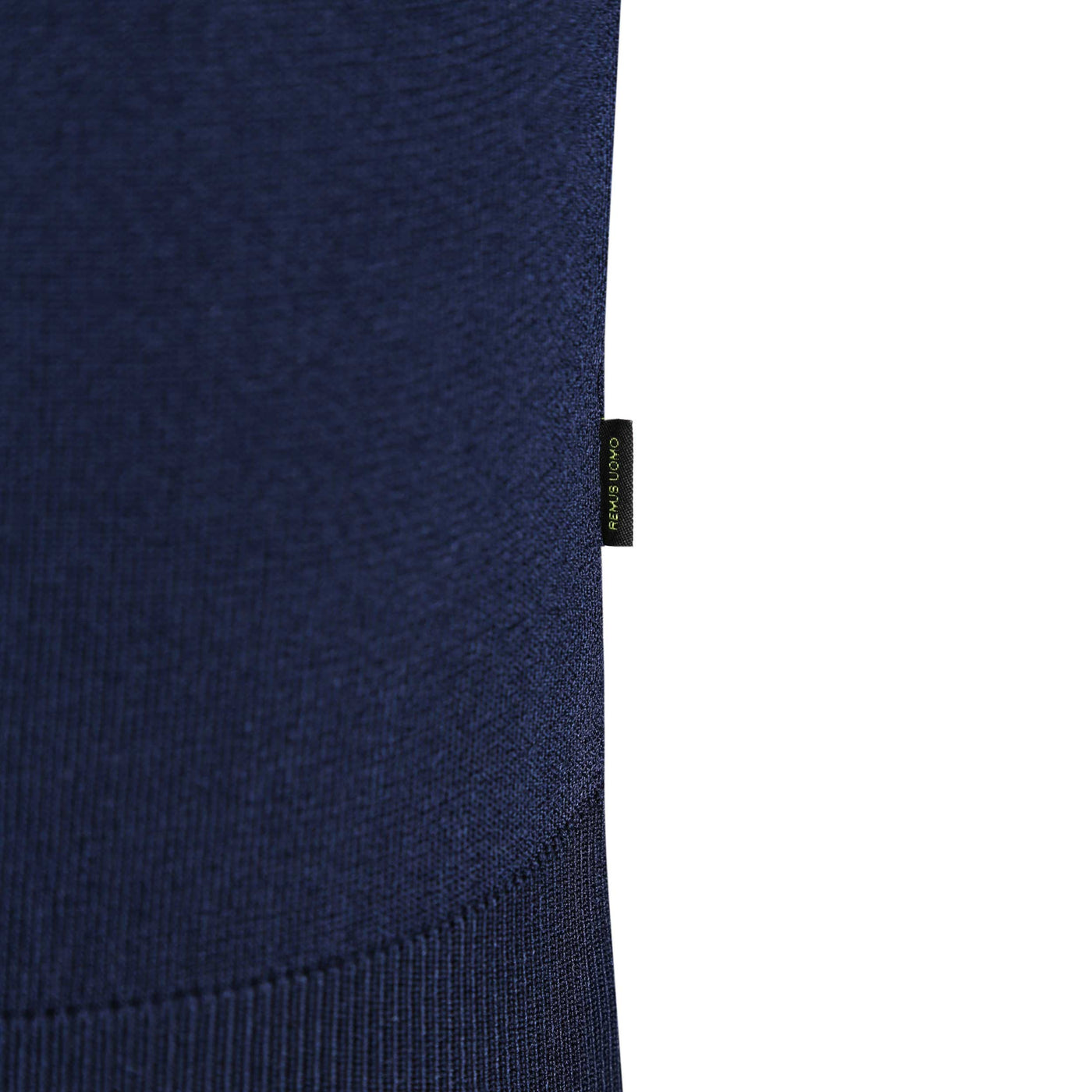 Remus Uomo Contrast Collar Knitted Zip Polo Shirt in Navy Logo Tab