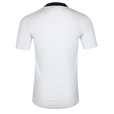 Remus Uomo Contrast Collar Knitted Zip Polo Shirt in White Back