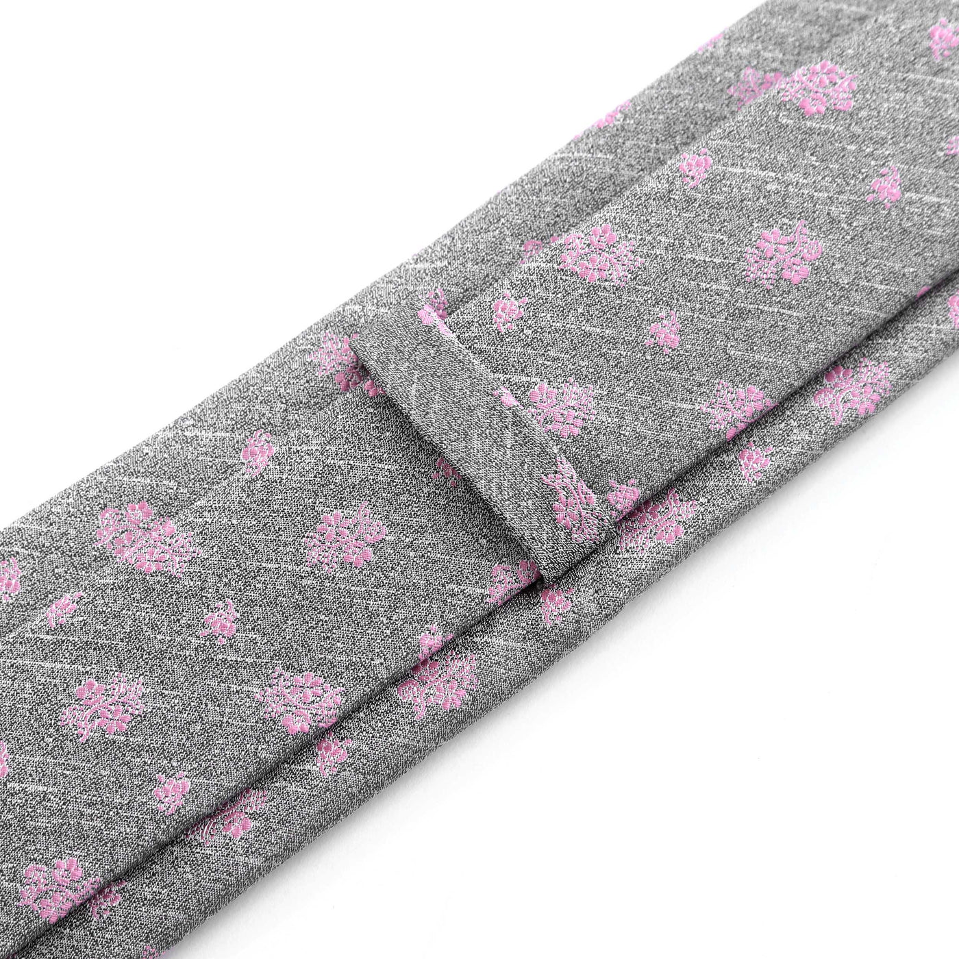 Remus Uomo Floral Print Tie & Hank Set in Grey & Pink Back