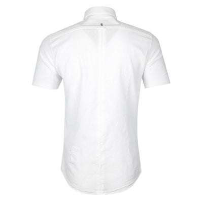 Remus Uomo Linen SS Shirt in White Back