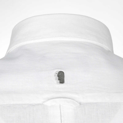 Remus Uomo Linen SS Shirt in White Nape Logo