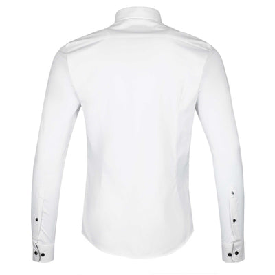 Remus Uomo Satin Stretch Trim Detail Shirt in White