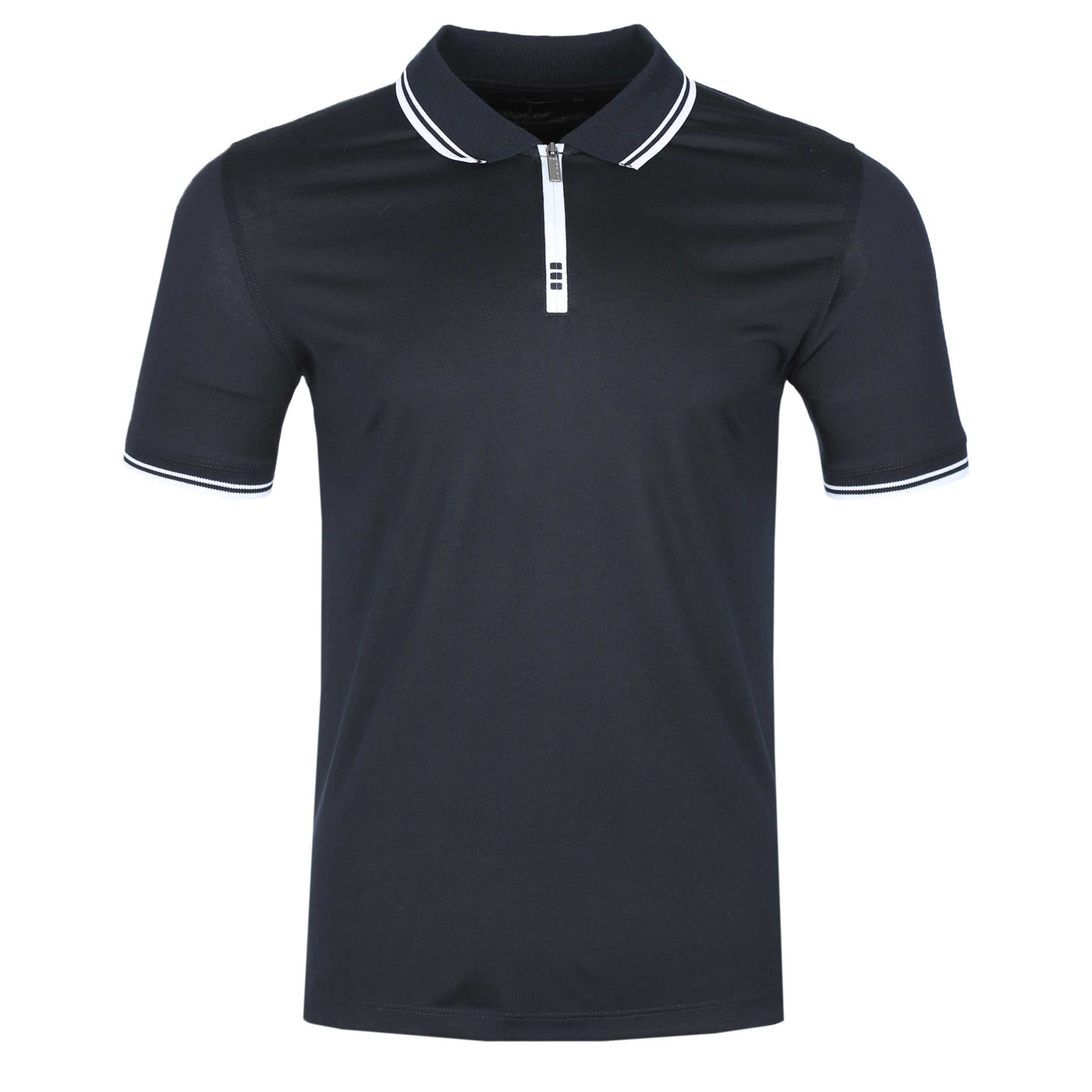 Remus Uomo Zip Contrast Polo Shirt in Navy