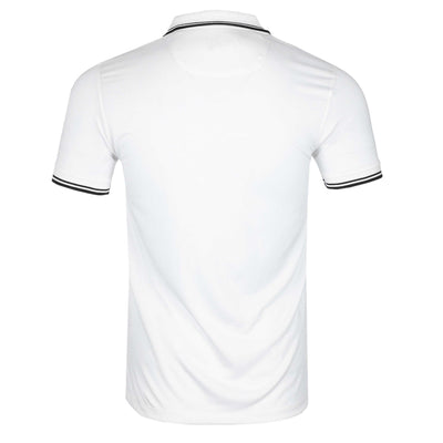 Remus Uomo Zip Contrast Polo Shirt in White Back