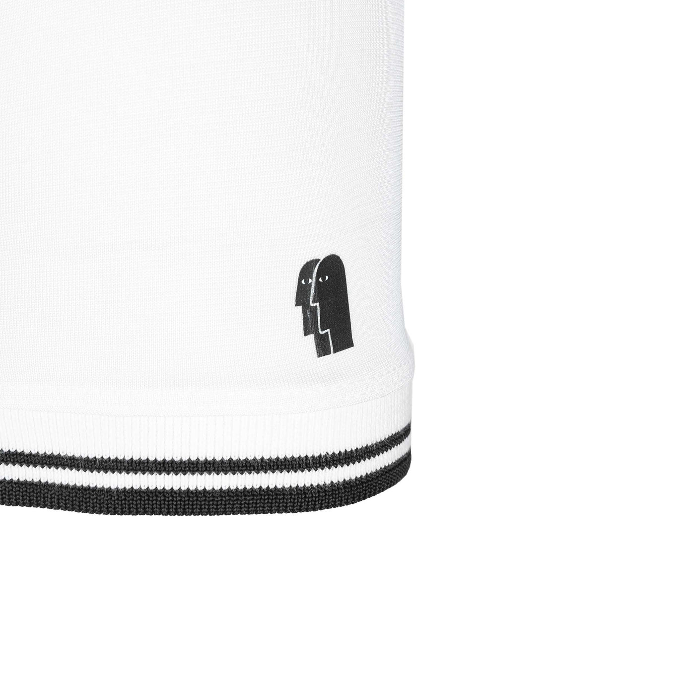 Remus Uomo Zip Contrast Polo Shirt in White Cuff Logo