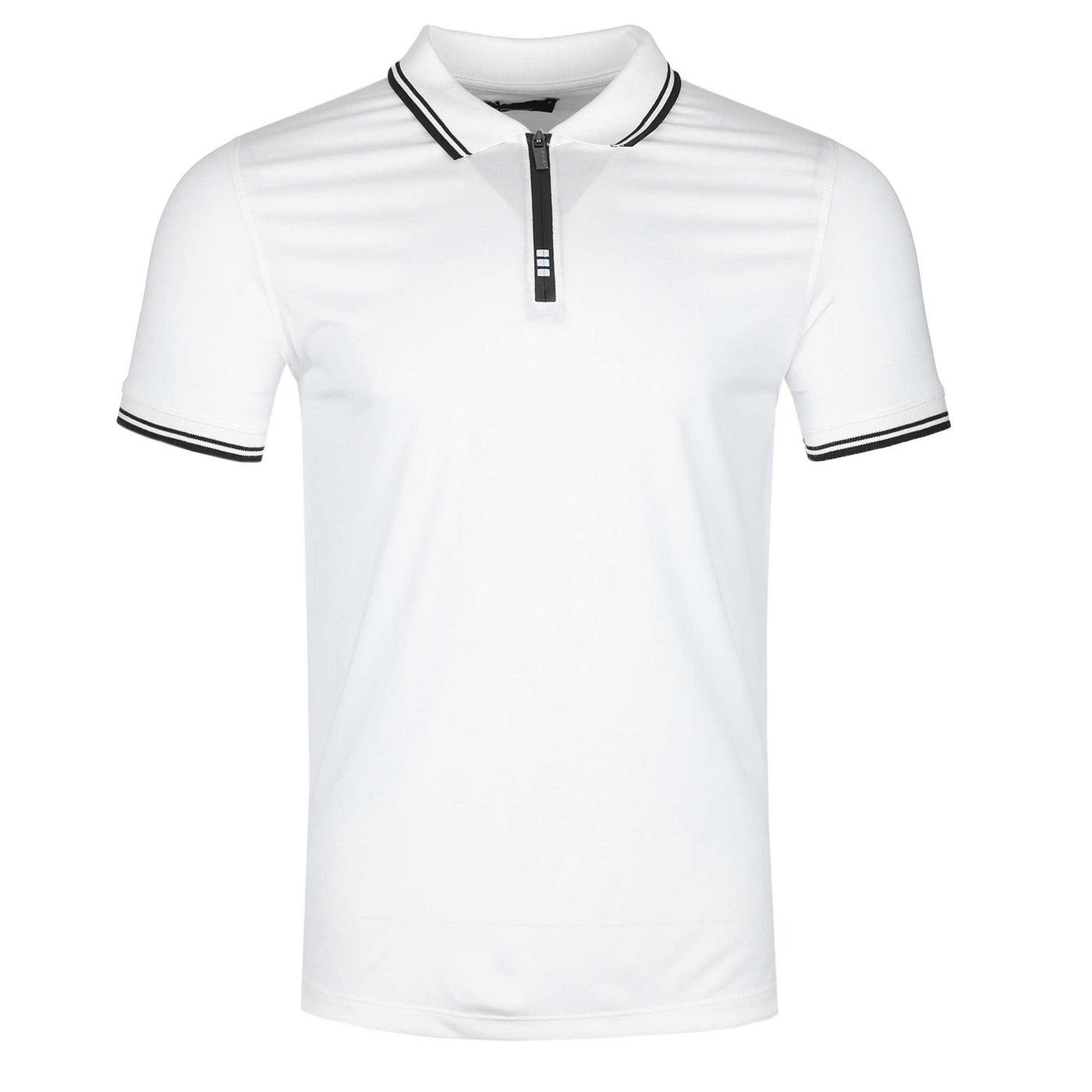 Remus Uomo Zip Contrast Polo Shirt in White