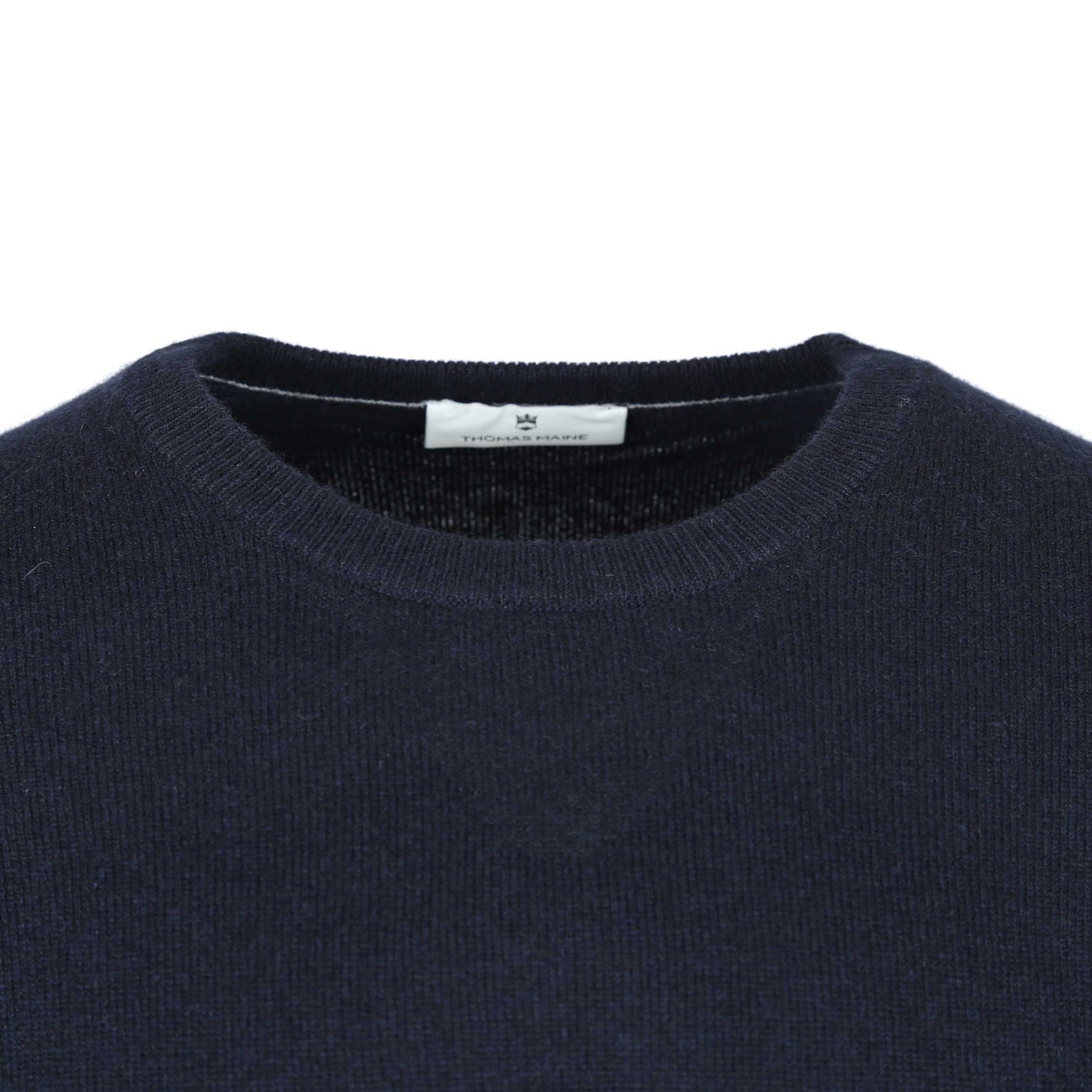 Thomas Maine Crew Neck Cashmere Knitwear in Black Neck
