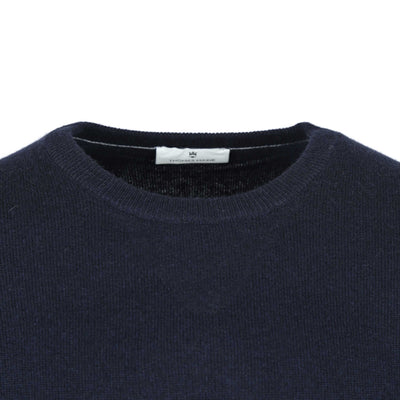 Thomas Maine Crew Neck Cashmere Knitwear in Navy Neck