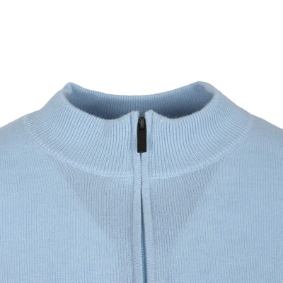 Thomas Maine 1/4 Zip Knitwear in Sky Blue Collar
