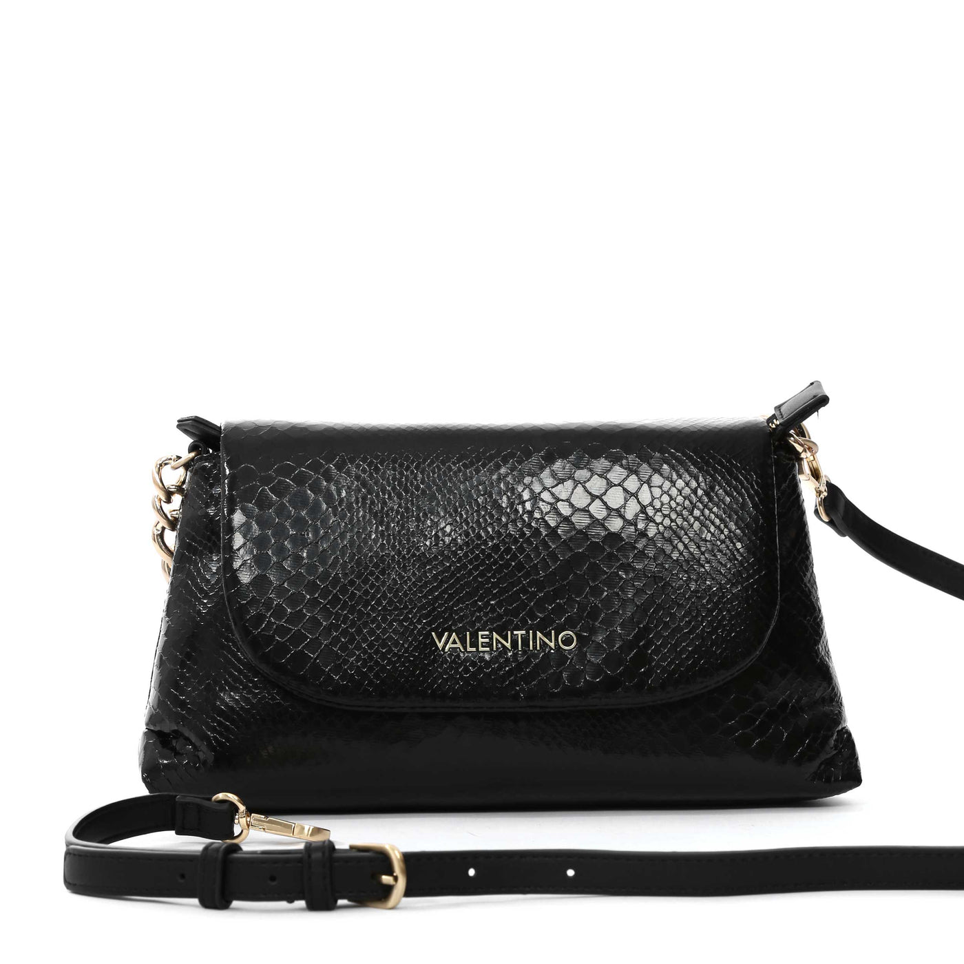 Valentino Bags Friends Ladies Flap Bag in Black Front