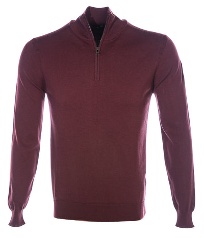 Belstaff Bay Half Zip Jumper in Burnished Red