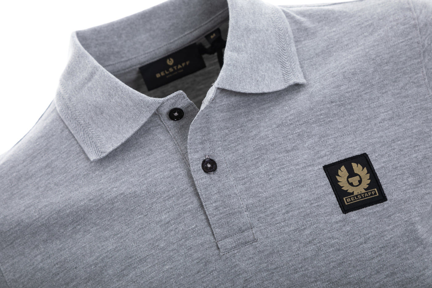 Belstaff Classic Short Sleeve Polo Shirt in Grey Melange Placket
