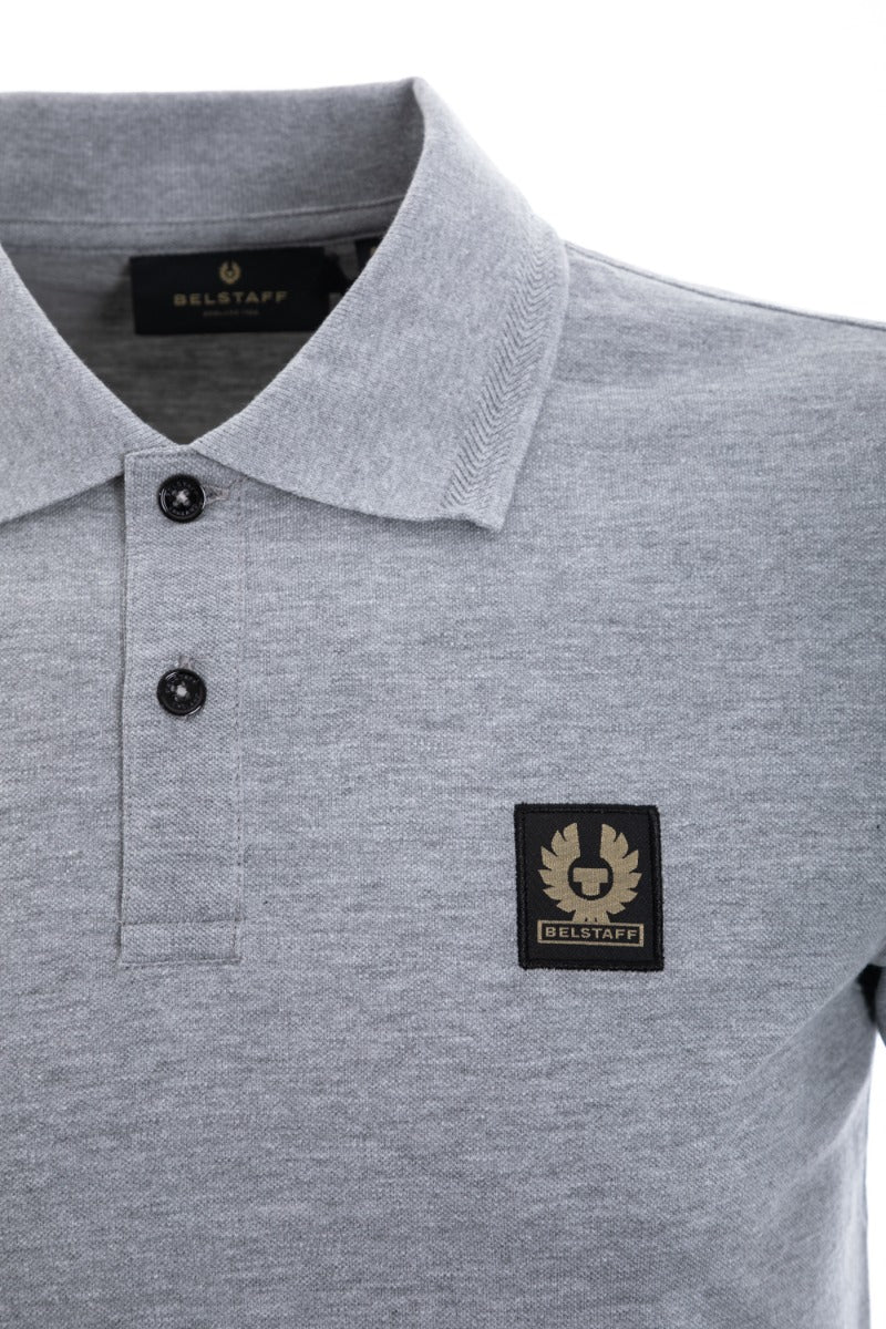 Belstaff Classic Short Sleeve Polo Shirt in Grey Melange Shoulder