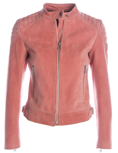 Belstaff New Mollison Ladies Leather Jacket in Bisque Pink