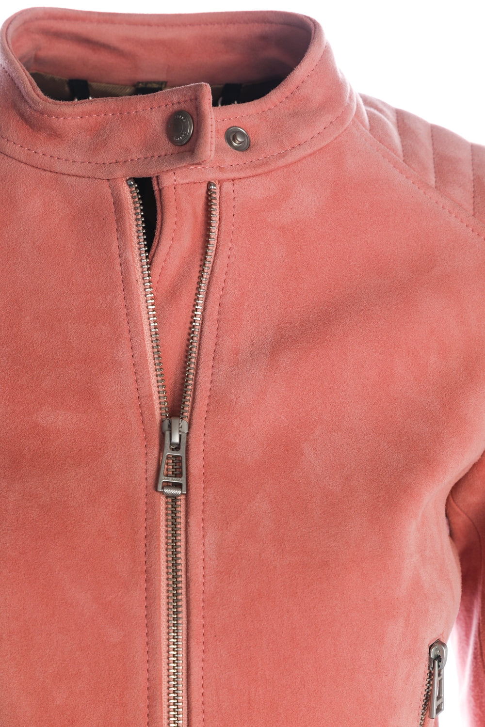 Belstaff New Mollison Ladies Leather Jacket in Bisque Pink I