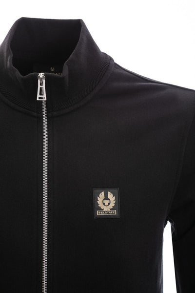 Belstaff Zip Through Sweat Top in Black Chest