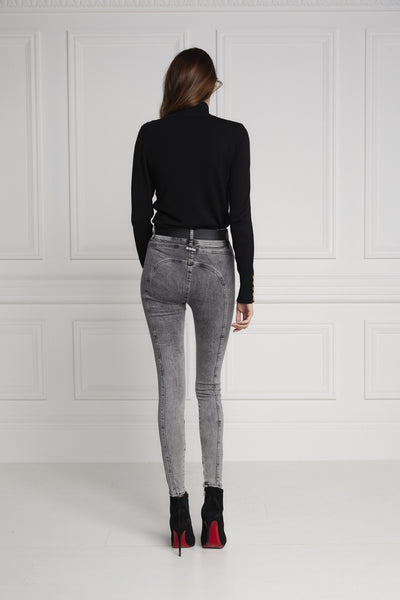Holland Cooper Biker Ladies Jean in Ash Grey Model Back