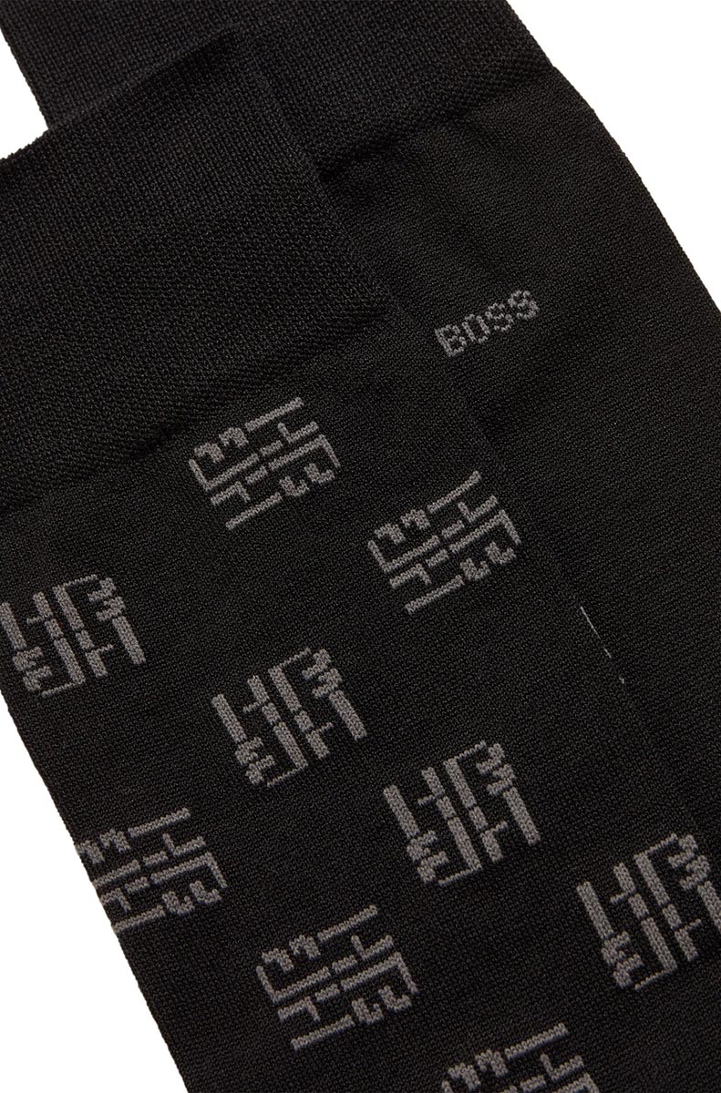 BOSS 2 Pack RS Mini Pattern MC Sock in Black