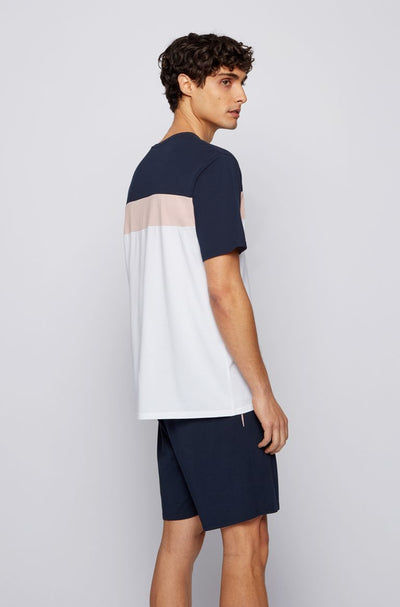 BOSS Balance T Shirt in Navy, Pink & White Model 2 