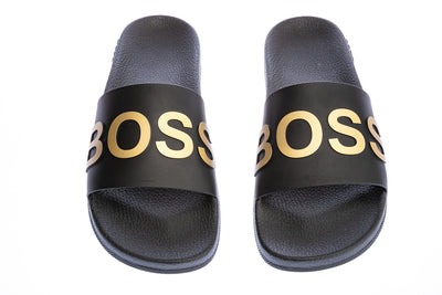 BOSS Bay_Slid Slide in Black & Gold