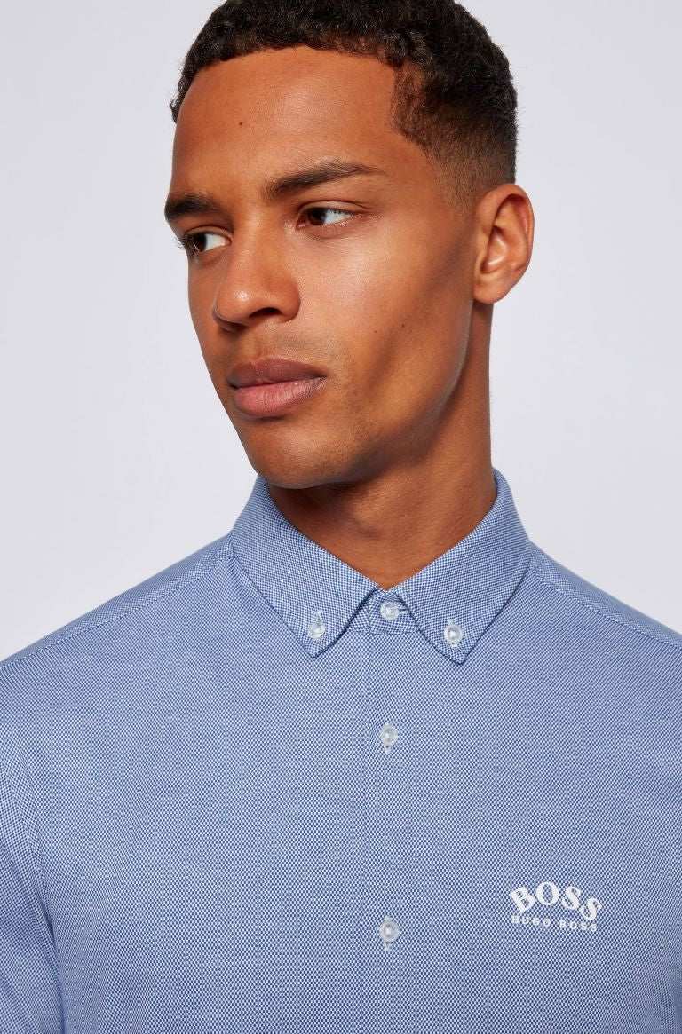 Hugo boss blue short sleeve shirt online