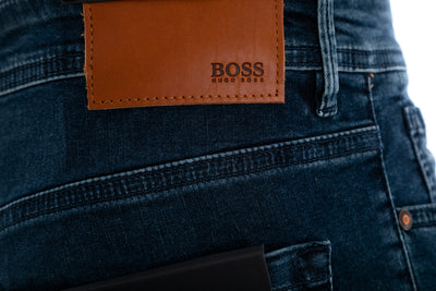 BOSS Charleston BC Jean in Dark Denim Stretch Logo Badge