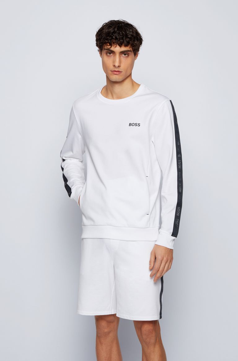 BOSS Heritage Sweatshirt Sweat Top in White Model 1 