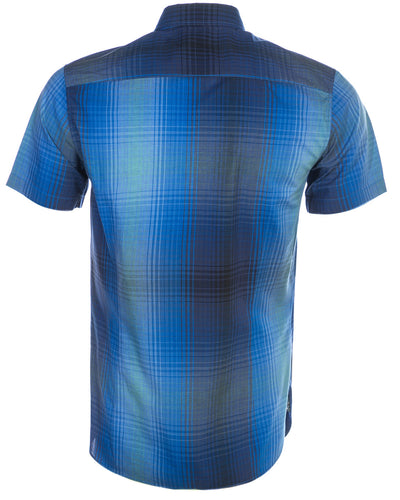 BOSS Magneton 1 Short Short Sleeve Shirt in Bright Blue Check