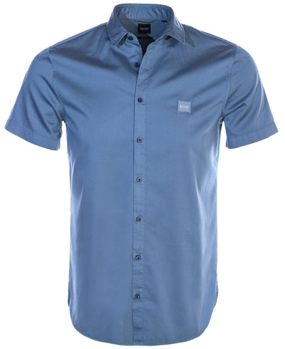 BOSS Magneton 1 Short Short Sleeve Shirt in Mid Blue