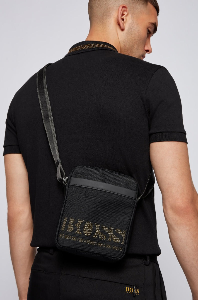 BOSS Magnified_NS Zip Bag in Black & Gold