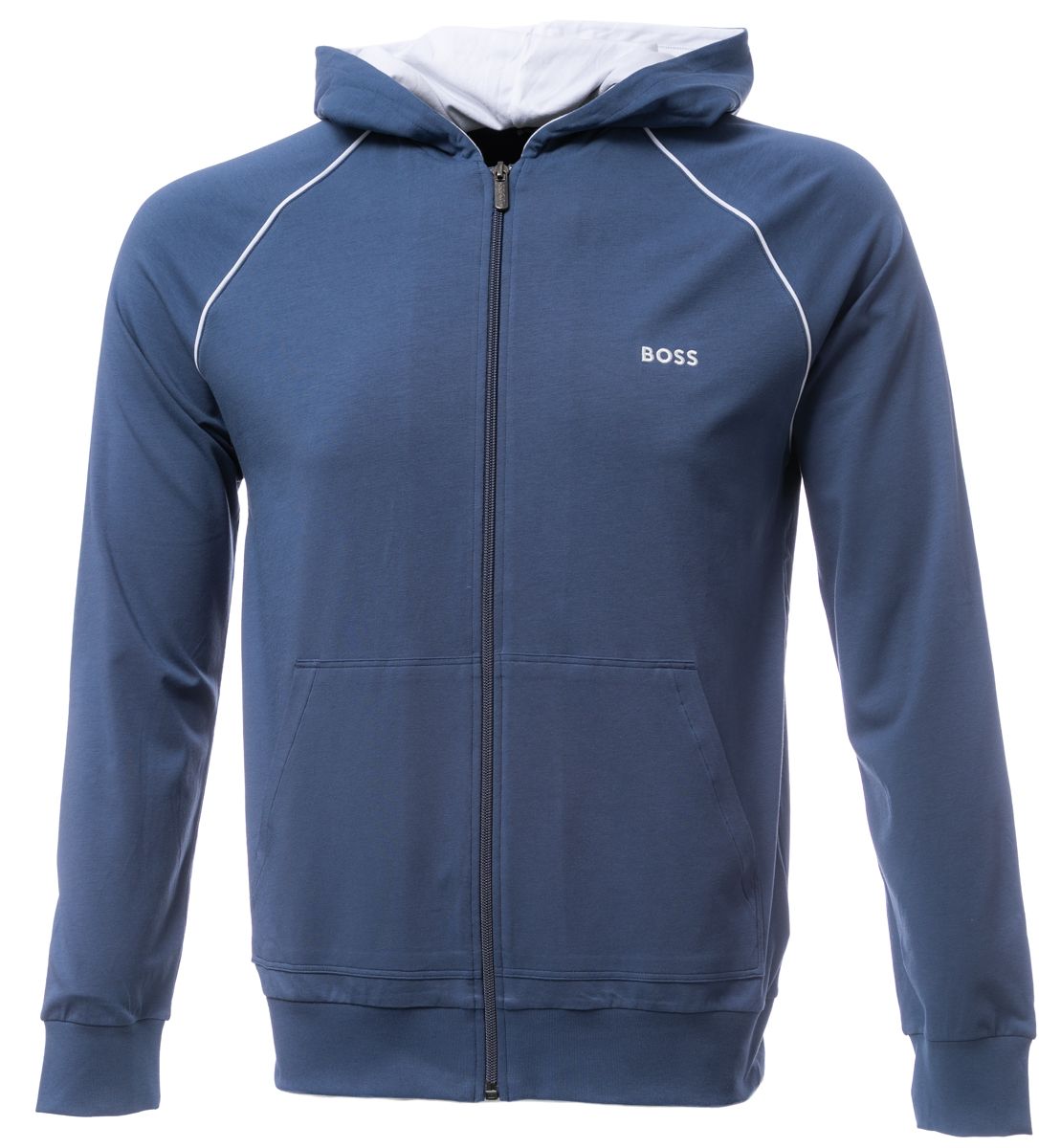Buy the BOSS Mix & Match Hooded Jacket Sweat Top in Navy | BOSS ...